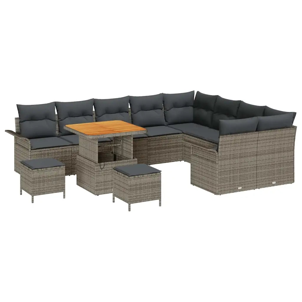Set Divano da Giardino con cuscino 12 pcs Grigio polyrattan 3362173
