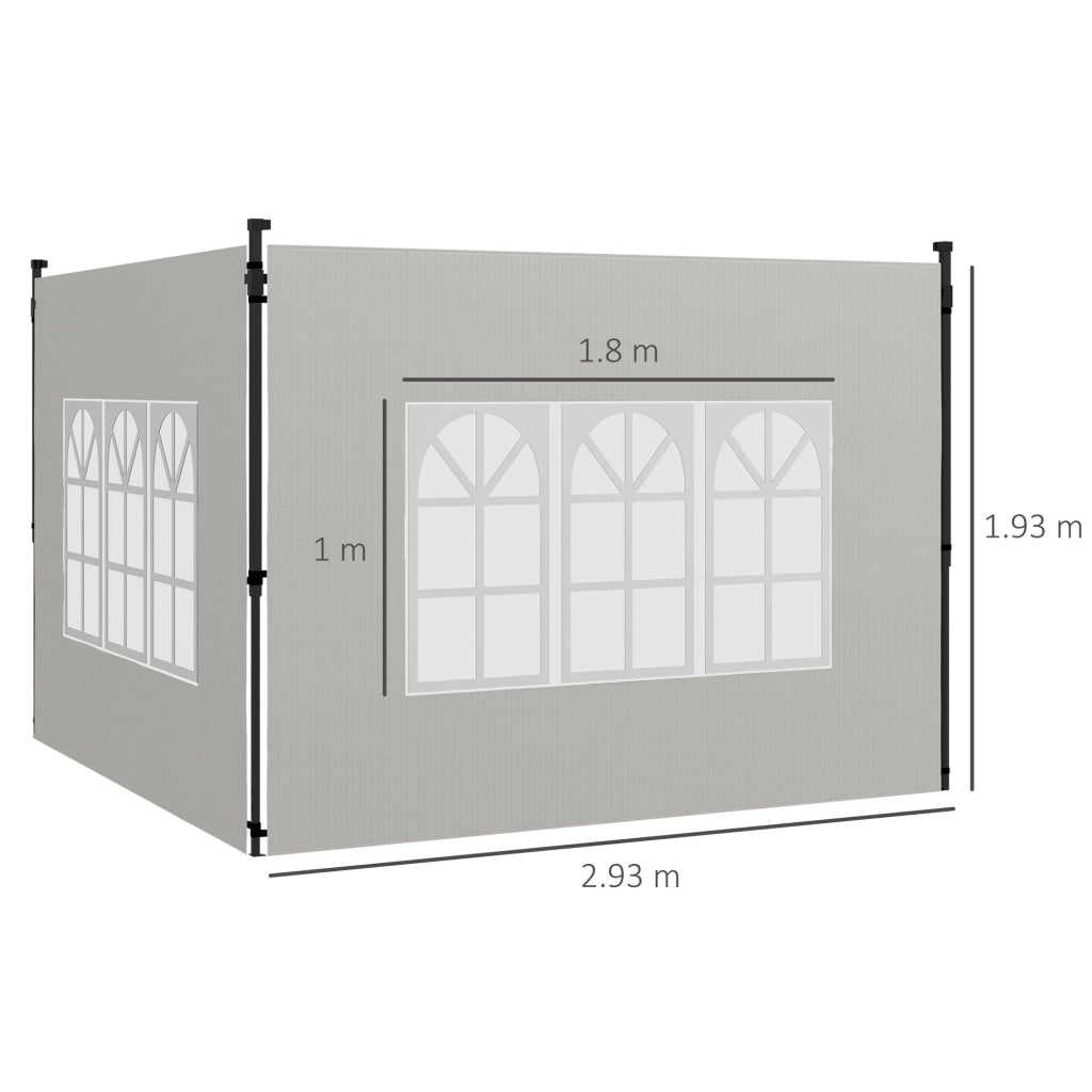 Set 2 Pareti Laterali per Gazebo con Finestre ¨C Xylo ¨C PE Bianco 293x193 cm