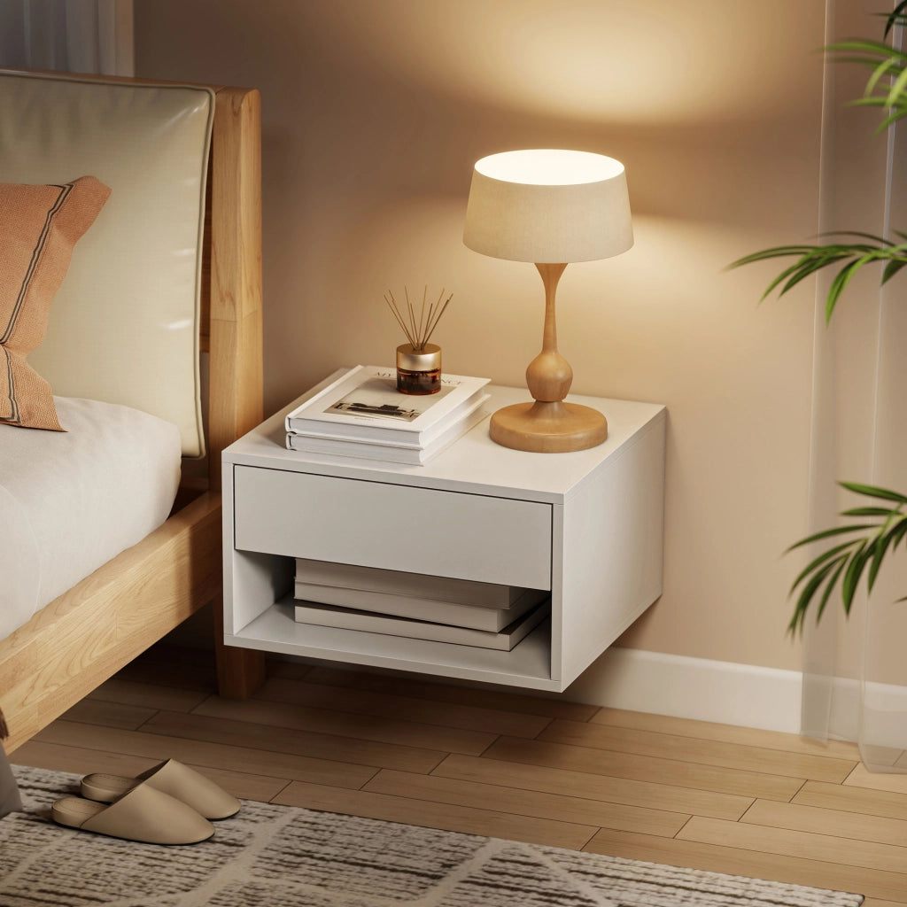 Comodino a muro ¨C zephmum ¨C bianco 37x32x21