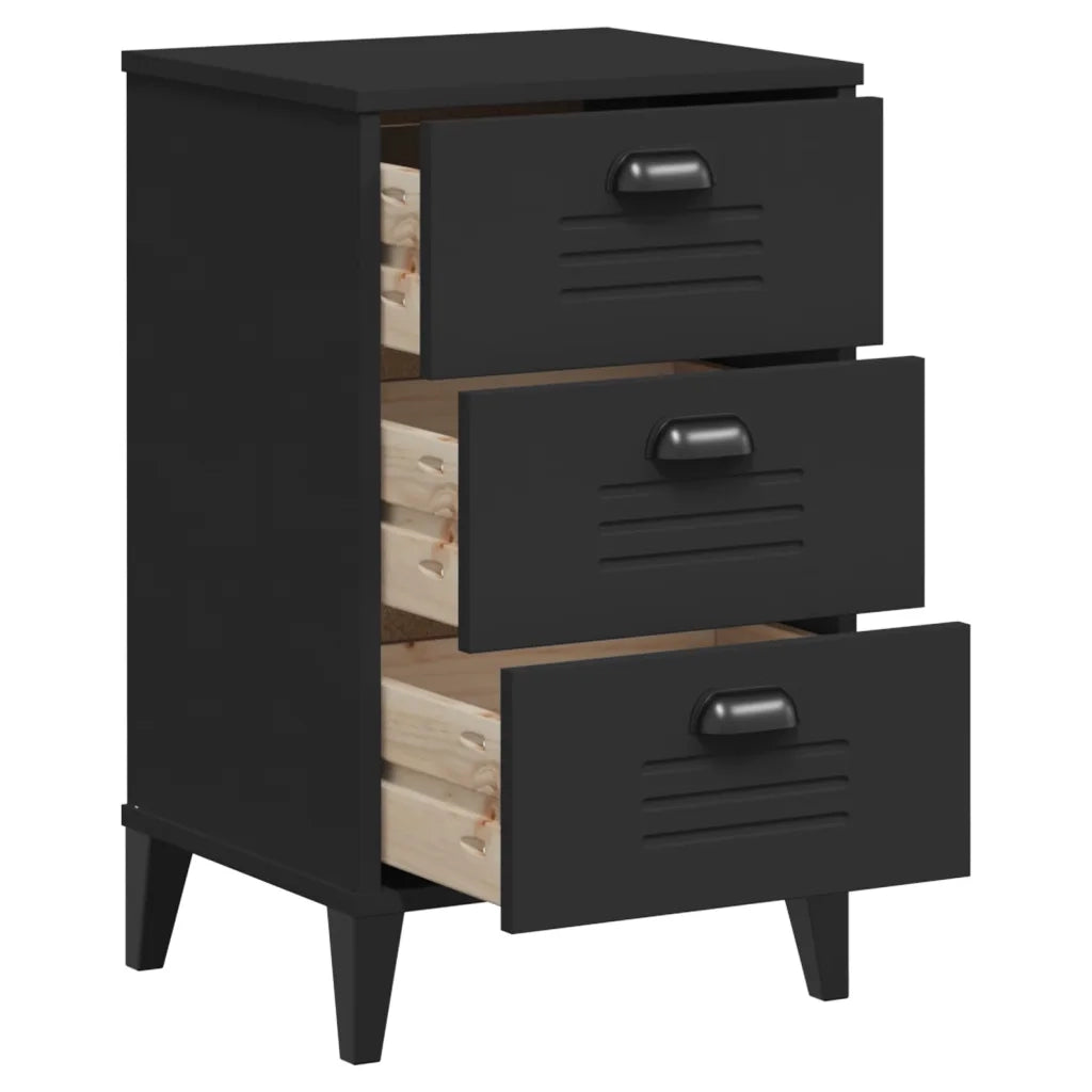 Comodino VIKEN Nero in Legno Multistrato 374912