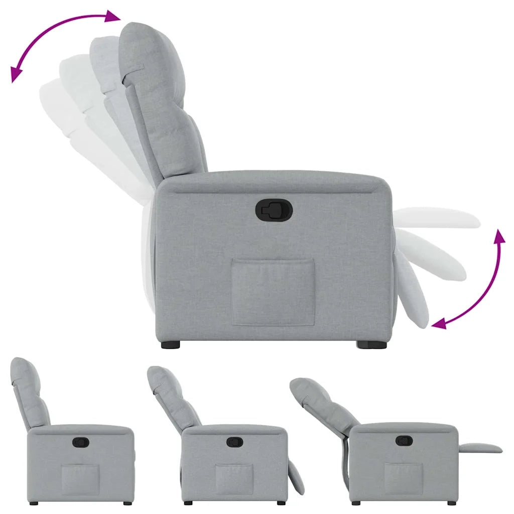 Poltrona | Sedia Relax Reclinabile in Tessuto Grigio Chiaro