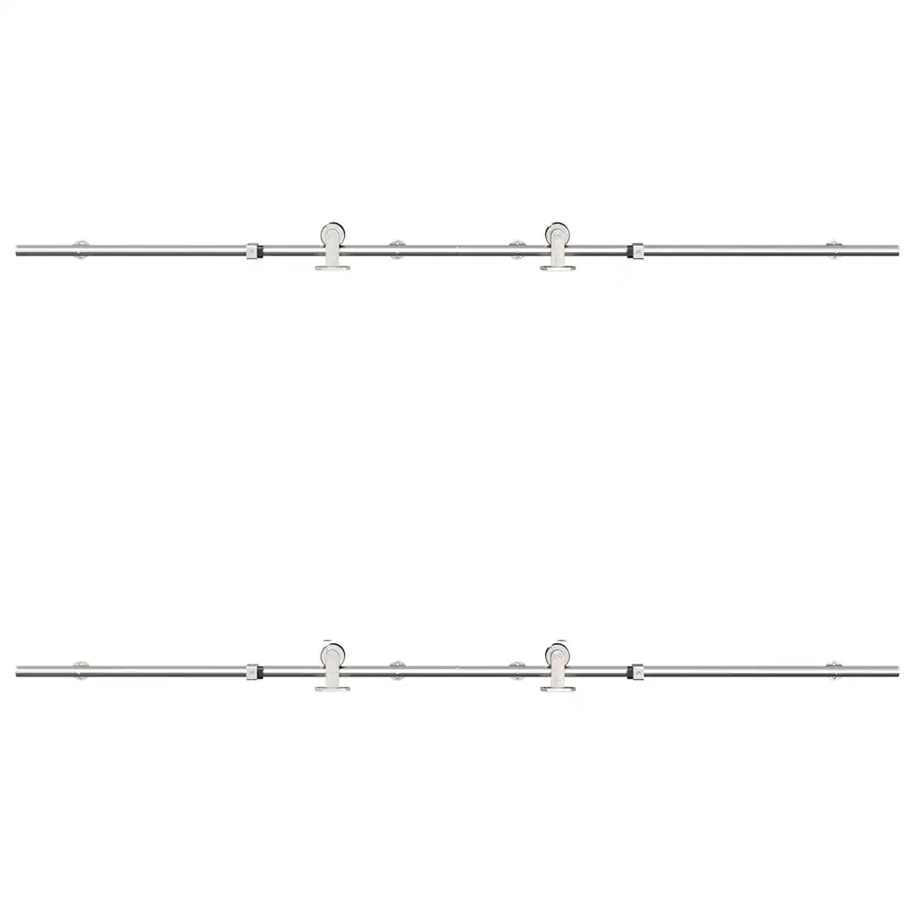 Kit Binari Porta Scorrevole 200 cm Acciaio Inossidabile Argento 3295764