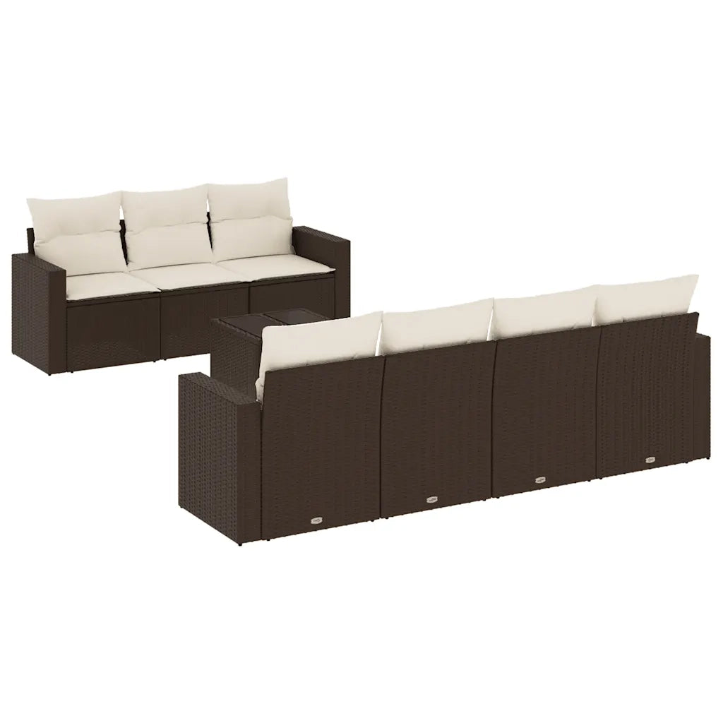 Set Divani da Giardino 8 pz con Cuscini Marrone in Polyrattan 3218723