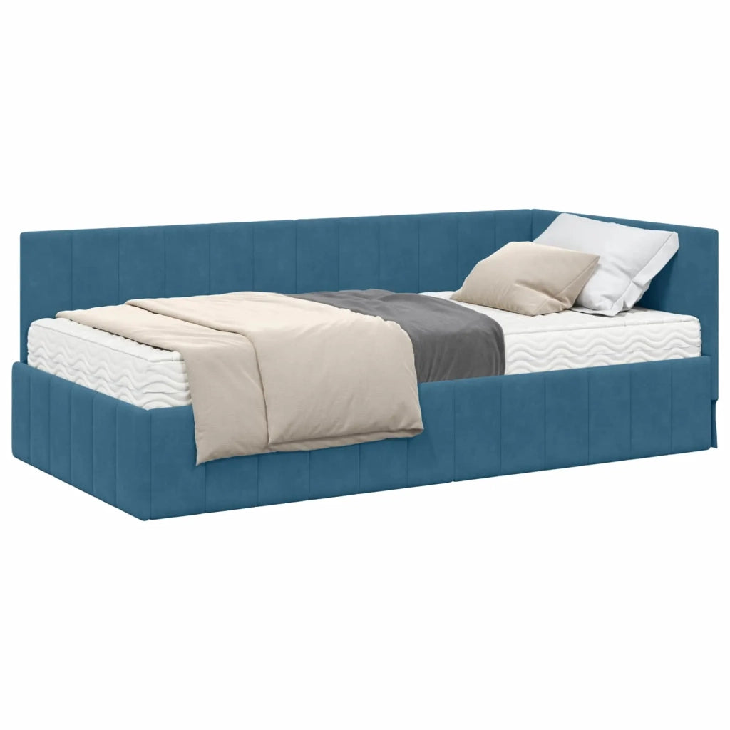 Struttura Letto Angolare con Materasso 2 pcs Blu Velluto 3393847