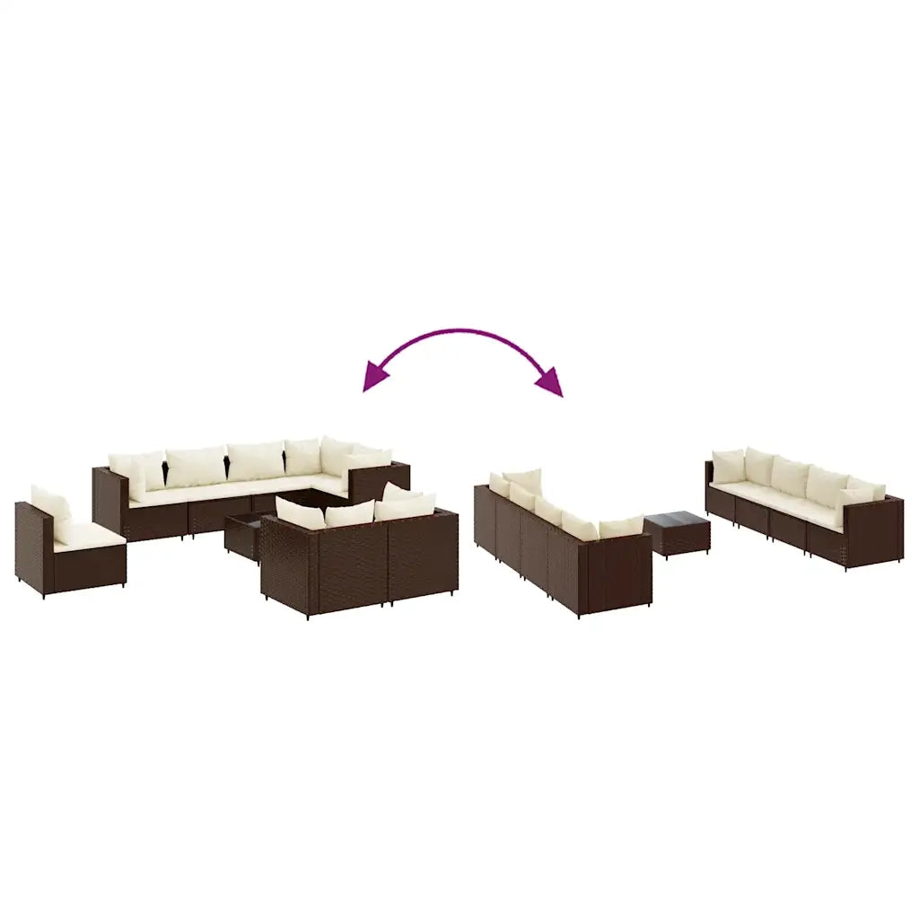 Set Divani da Giardino 9 pz con Cuscini in Polyrattan Marrone 3308201