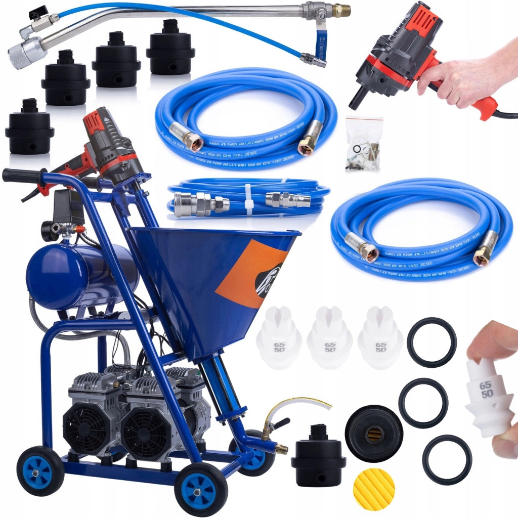 Agitatore per Intonaco Rosfix Blue Dragon BD57 – 5700W, 25L/Min, 22MPA | Set con Filtro Aria, 3 Ugelli, Tubo 10m