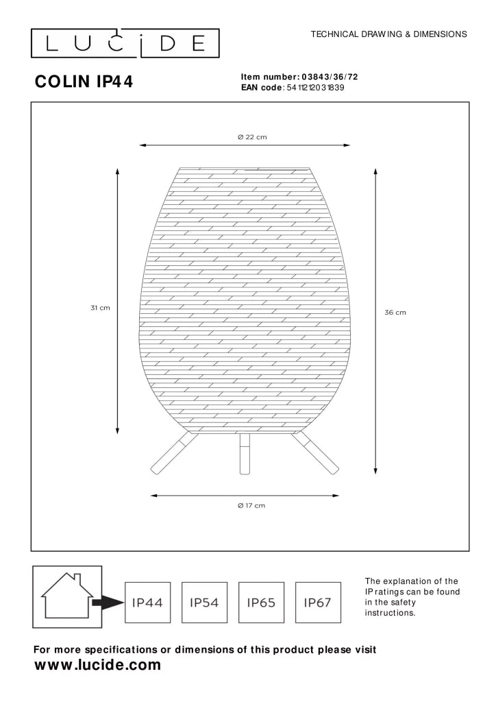 Lampada da tavolo esterna boho LED 3W ricaricabile Colin Lucide