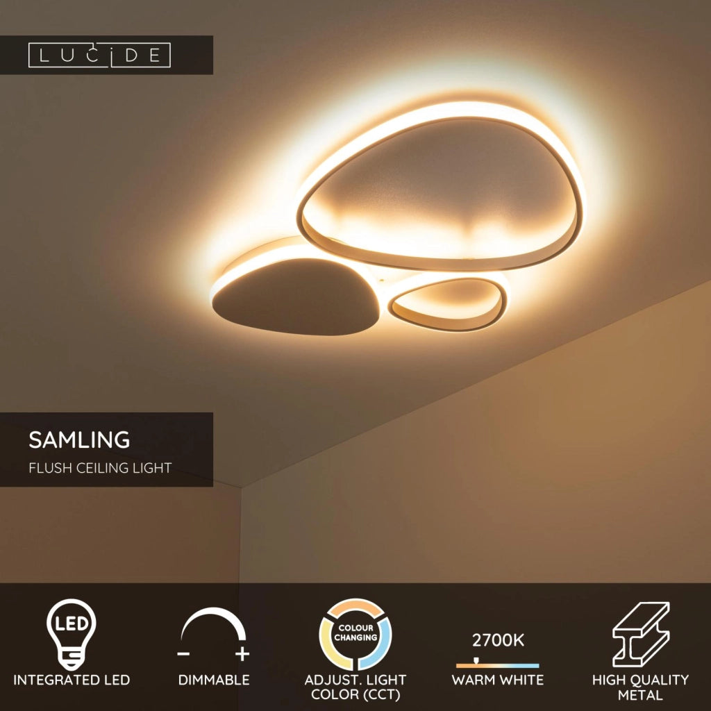 Lampada da soffitto LED taupe SAMLING Lucide