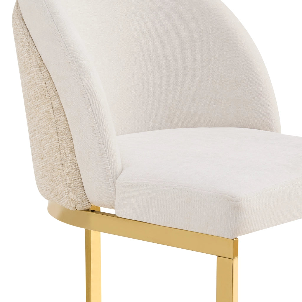 SEDIA da pranzo set da 2 pezzi 66,5x56,49x54,99 cm Chenille Beige e Oro
