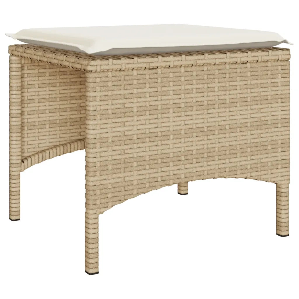 Divano Giardino 2 Posti con Tavolo e Sgabelli Beige Polyrattan 4003894
