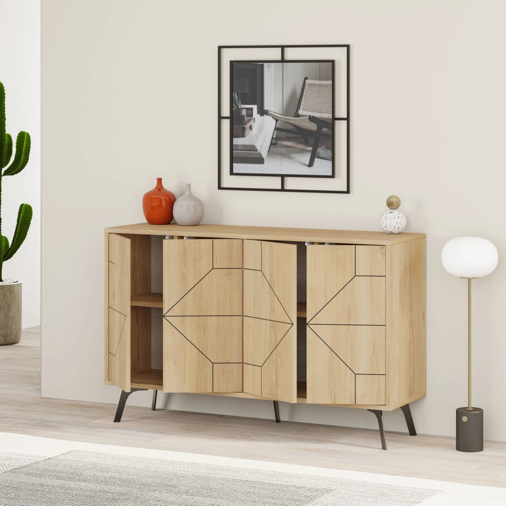 Credenza in legno "Dune" - 123 x 35 x 62 cm - Beige
