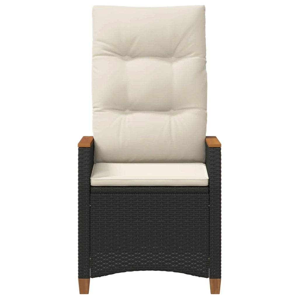 Sedia da giardino reclinabile Nero e Crema 64 x 57,5 x 112 cm 42026864