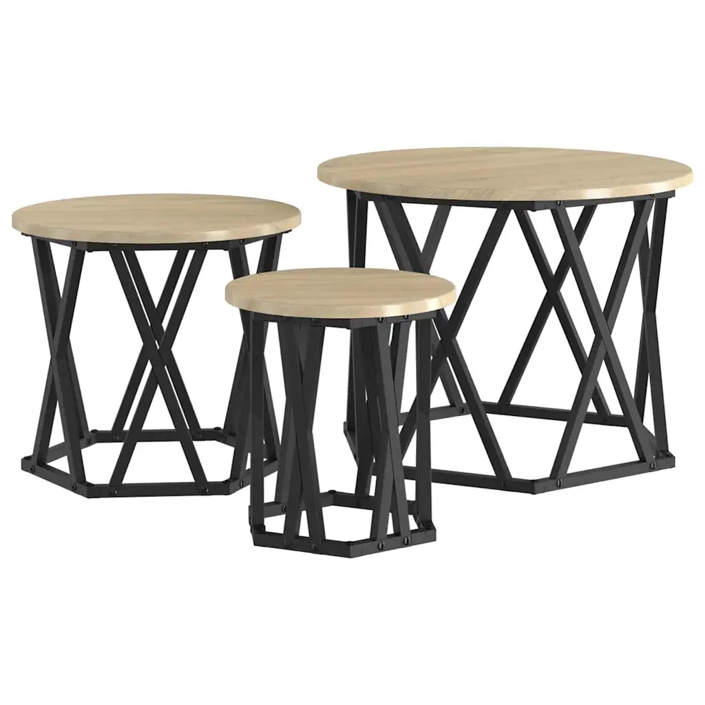 Tavolo Laterale Nesting 3 pcs Rovere Sonoma 868256