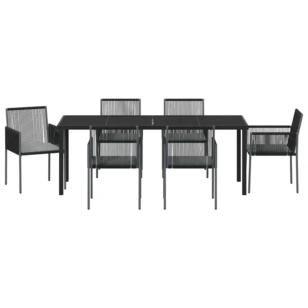 Set da Pranzo per Giardino 7 pcs Nero Rattan in PE 3379112