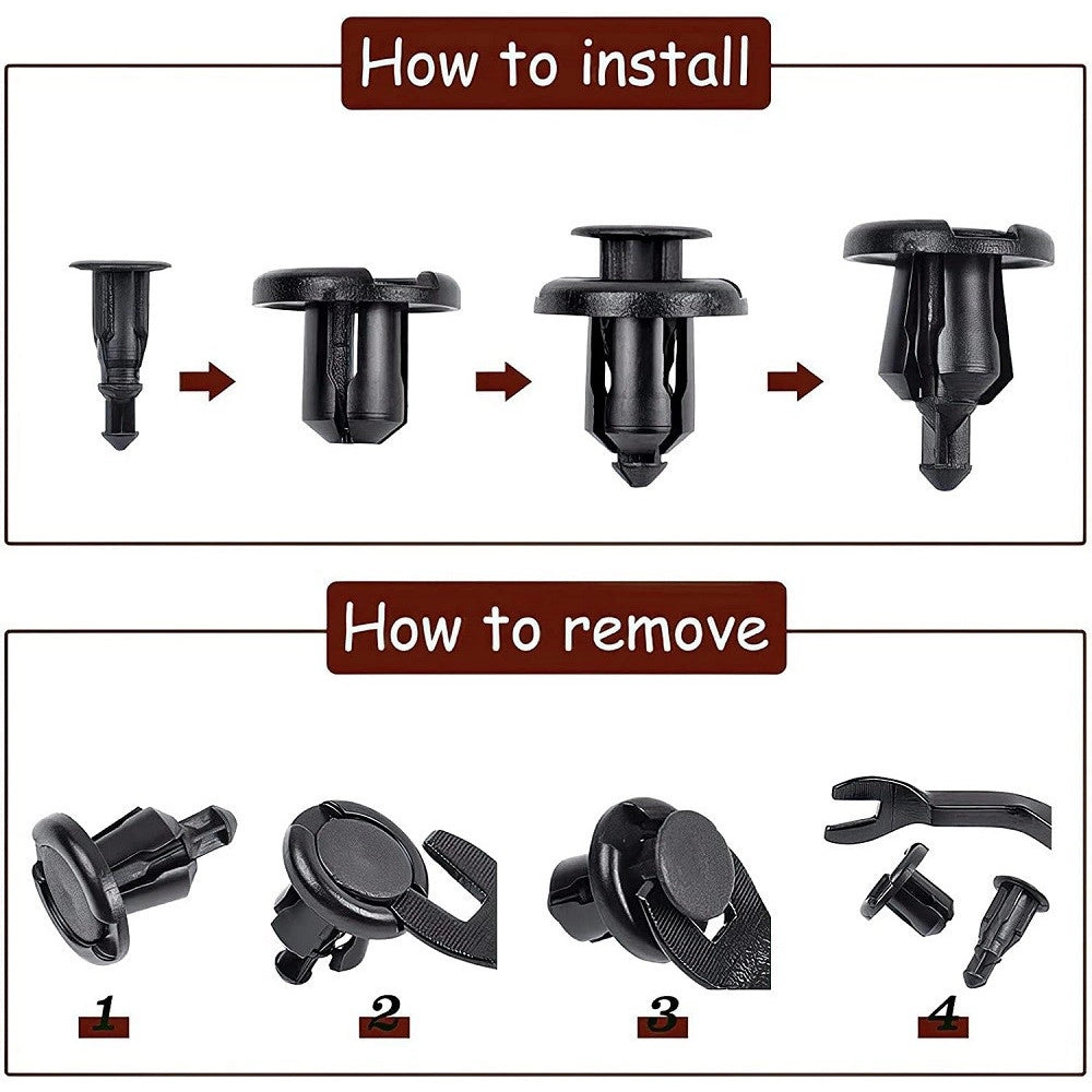 Trade Shop - Kit 40pz Clip Di Fissaggio Automatico Rivetto In Plastica Per Paraurti Auto Nero -