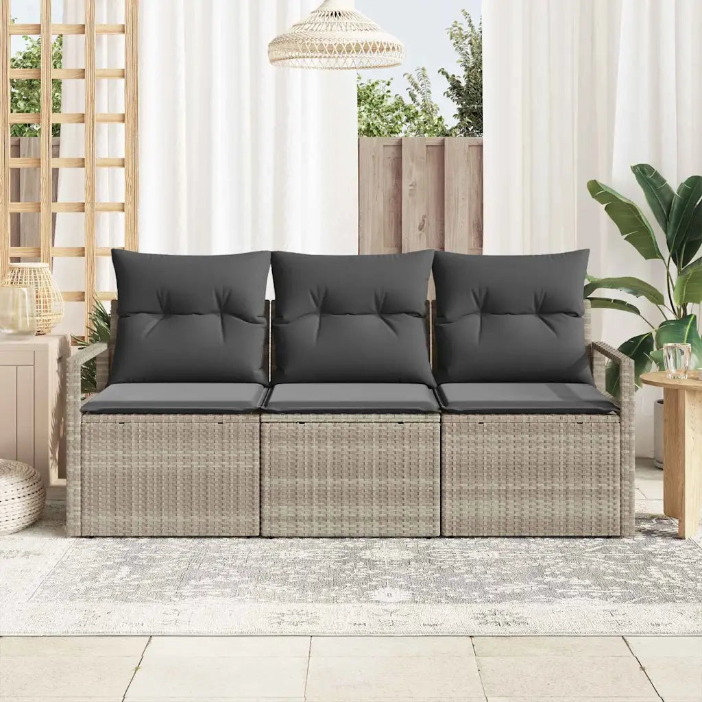 Set di divani 3 pcs Grigio chiaro polyrattan