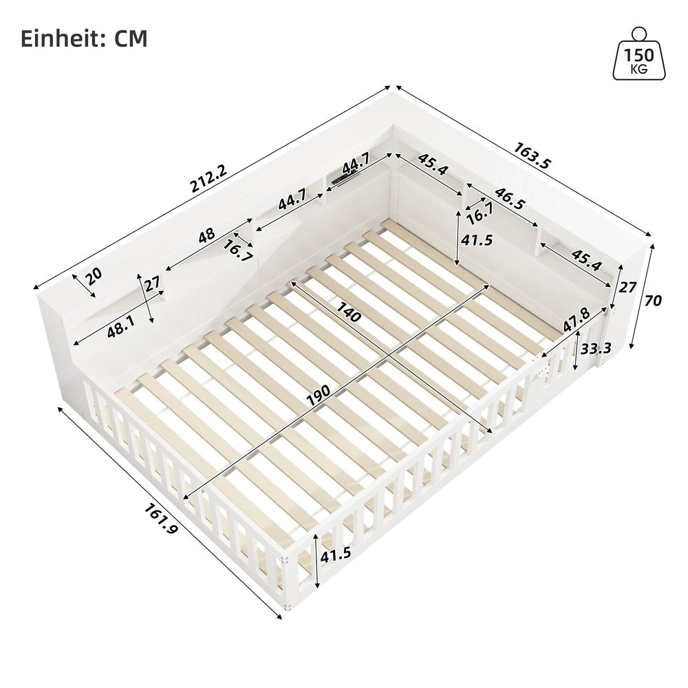 Letto Diurno con Contenitore e Rete a Doghe ¨C MINIMAL ¨C Bianco 140x190