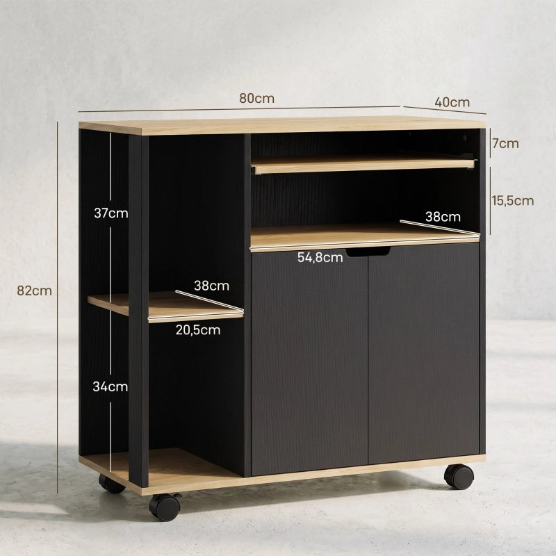 CARRELLO DA CUCINA Con ruote 80x40x82 cm Nero