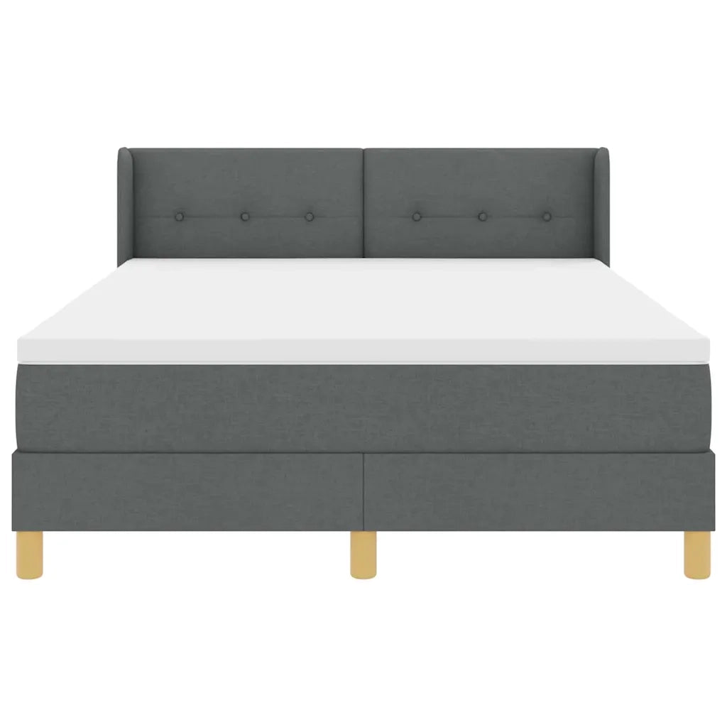 Letto a molle con testiera Grigio scuro 190 x 140 cm Poliestere