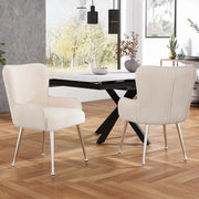 SEDIA da pranzo Set da 2 pezzi con braccioli e piedini regolabili in velluto beige