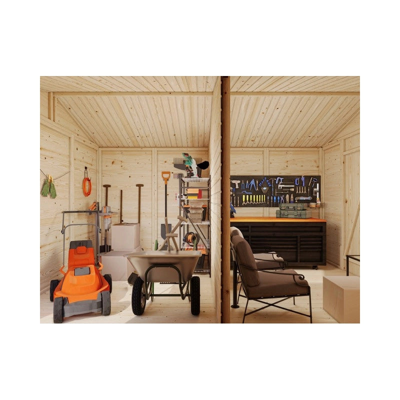 Casetta da giardino in legno 273x370 cm con doppia porta e porta laterale 16 mm - Esterni da Vivere