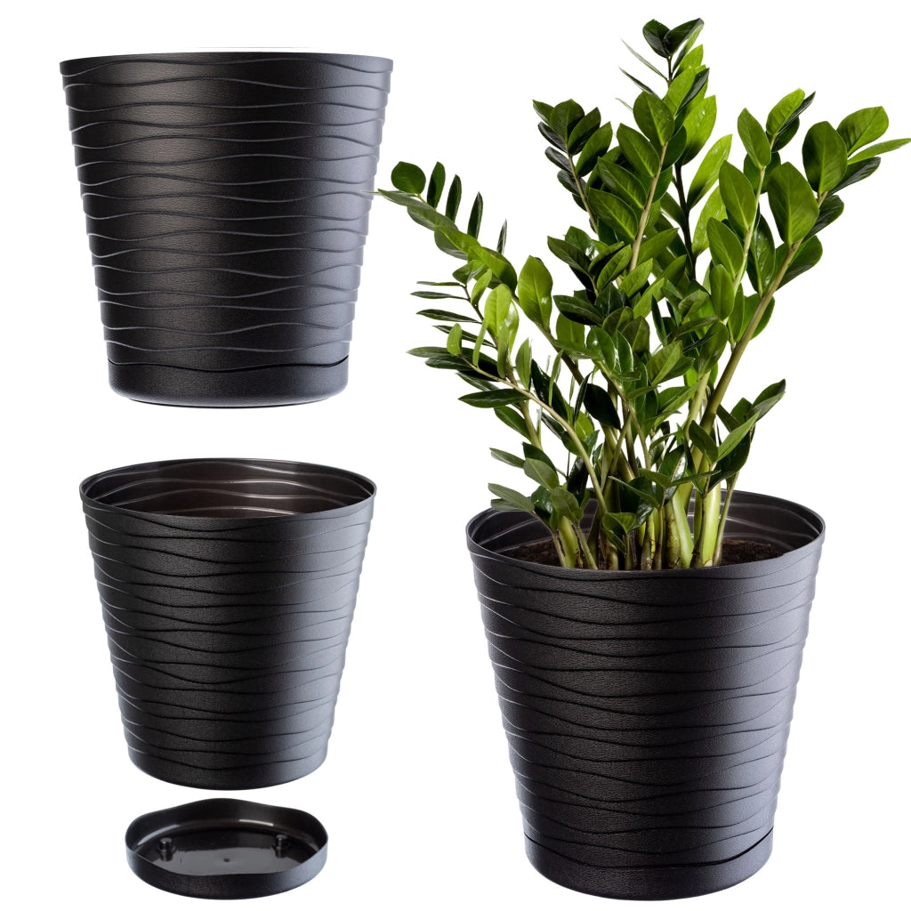 Vaso da fiori KADAX da 30 cm, con coperchio in plastica e supporto.