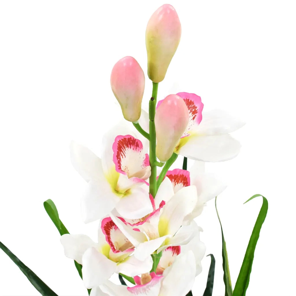 Orchidea Cymbidium Artificiale con Vaso-Piante Decorative 100 cm Verde