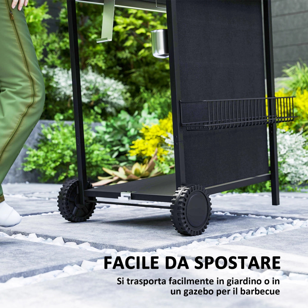 Barbecue a Gas 4 Bruciatori con Coperchio e Termometro ¨C zephmum ¨C Nero 108x54x97 cm