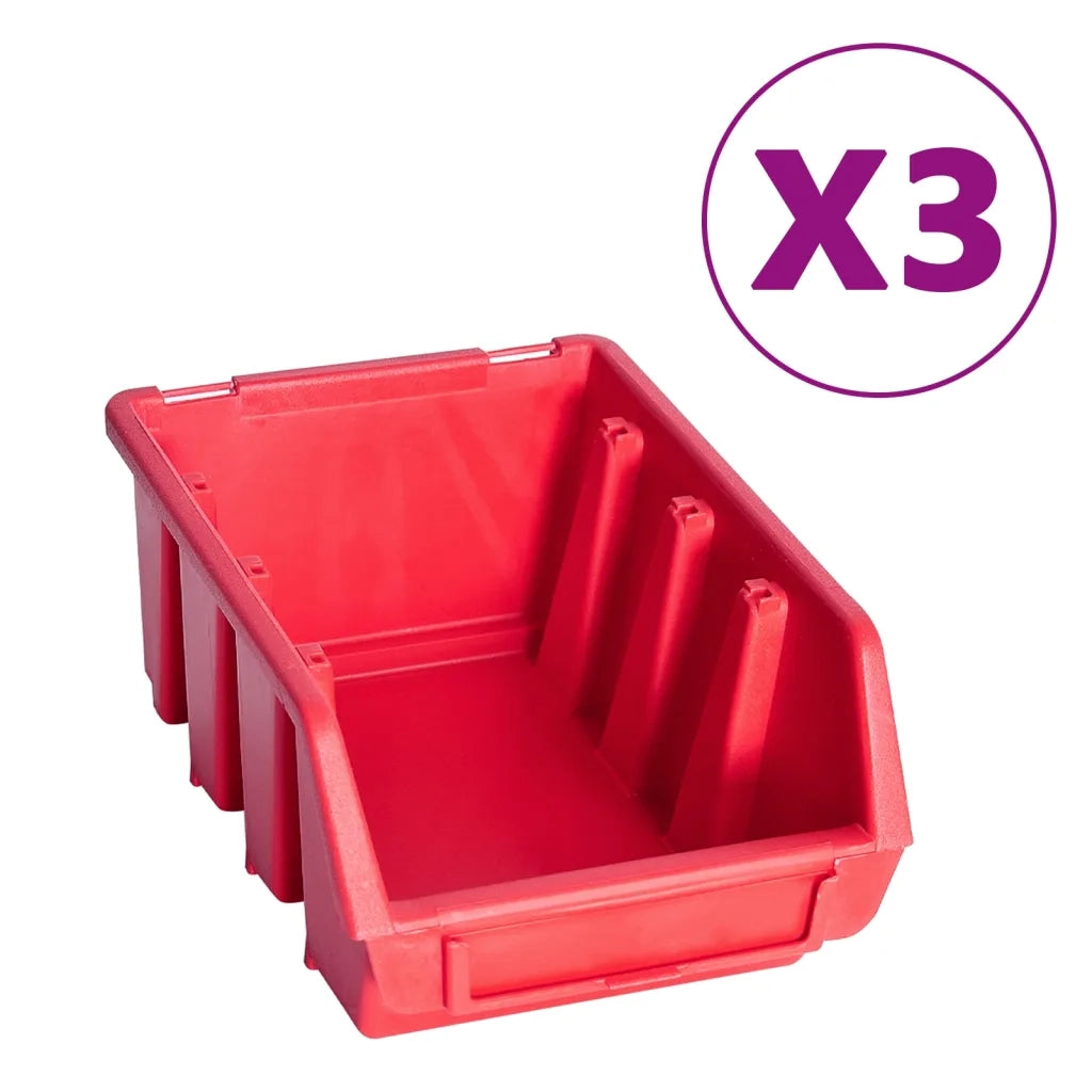 Kit Contenitori 34 pz con Pannelli a Parete Rosso e Nero 150811