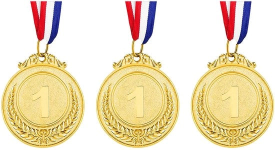 Medaglie da Sport - 3 pacchi - Medaglie Metalliche - Medaglie Olimpiche - Medaglie per Giornata Sportiva - Medaglia con Fregio - Medaglie d'Oro 5cm - Medaglie da Sport
