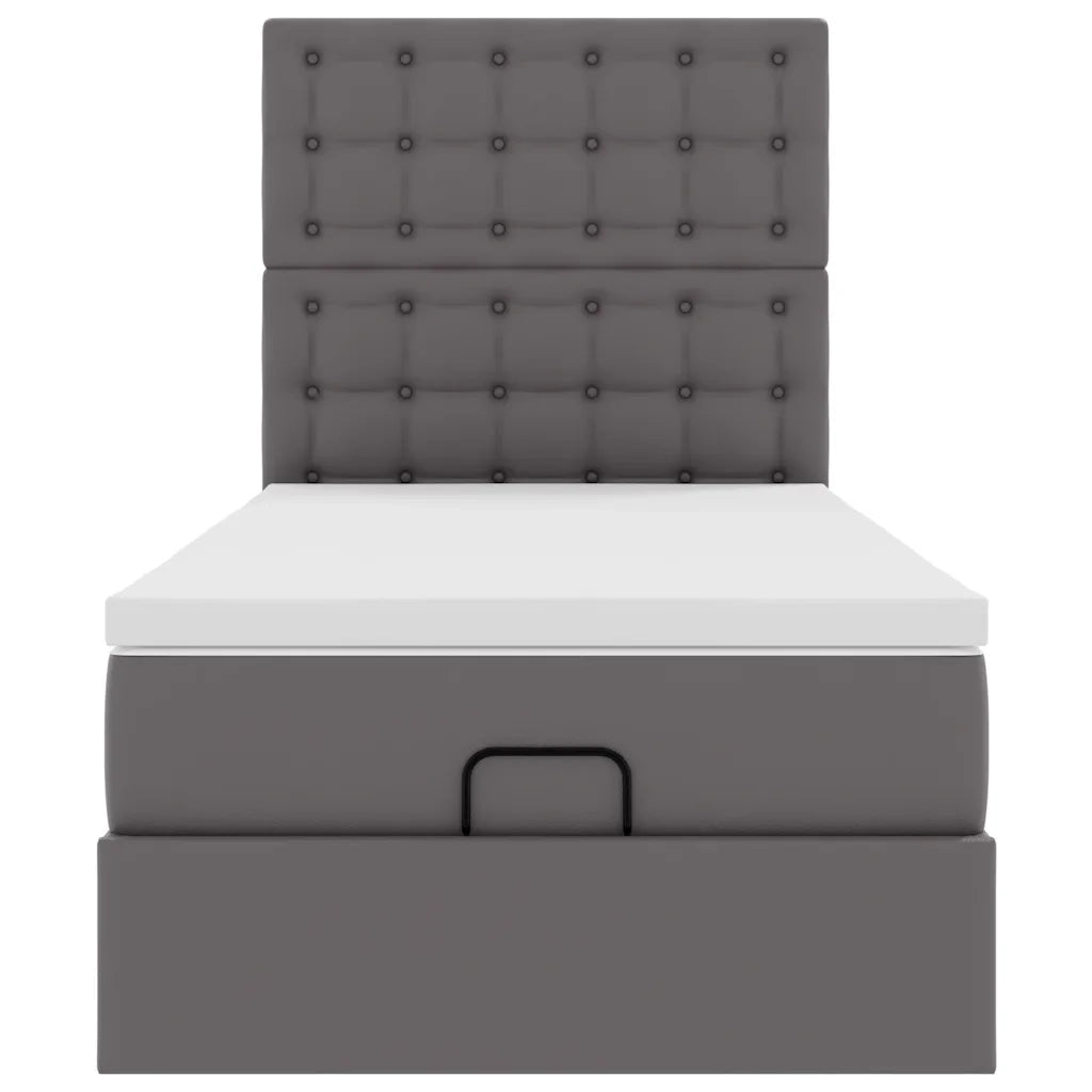 Letto Pouf con Materasso Grigio 80x200 cm Similpelle