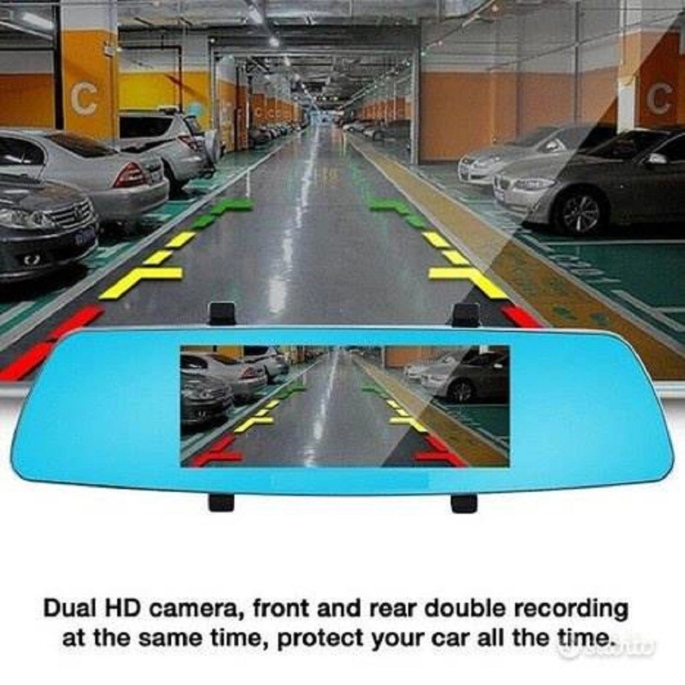 Trade Shop - Specchietto Camera Posteriore Hd Registratore Auto Specchio Retrovisore Q-a182 -