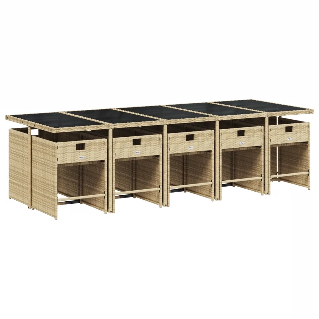 Set Pranzo da Giardino 11 pz con Cuscini Beige Misto Polyrattan 3277883