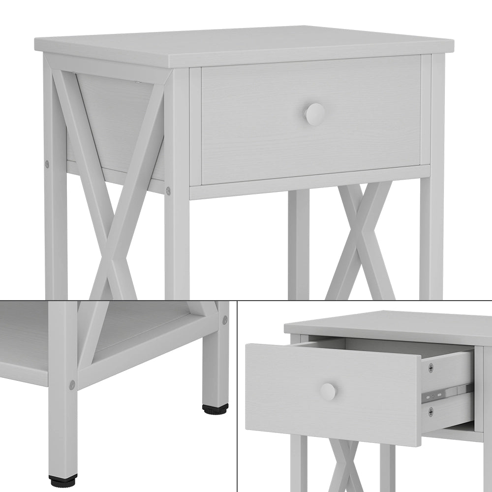 Vicco Comodino camera da letto Bianco 40 x 55 cm Set di 2