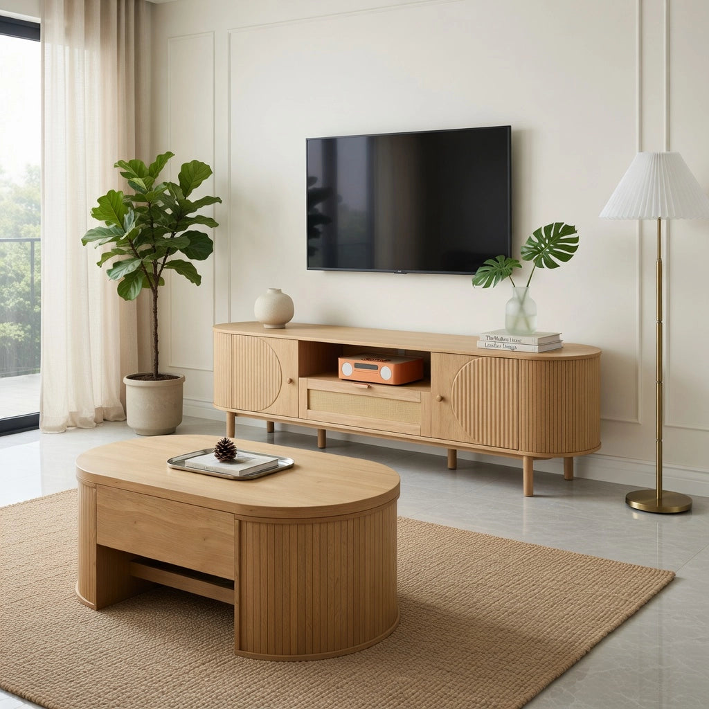 Credenza TV Natural in MDF lunghezza 175 cm