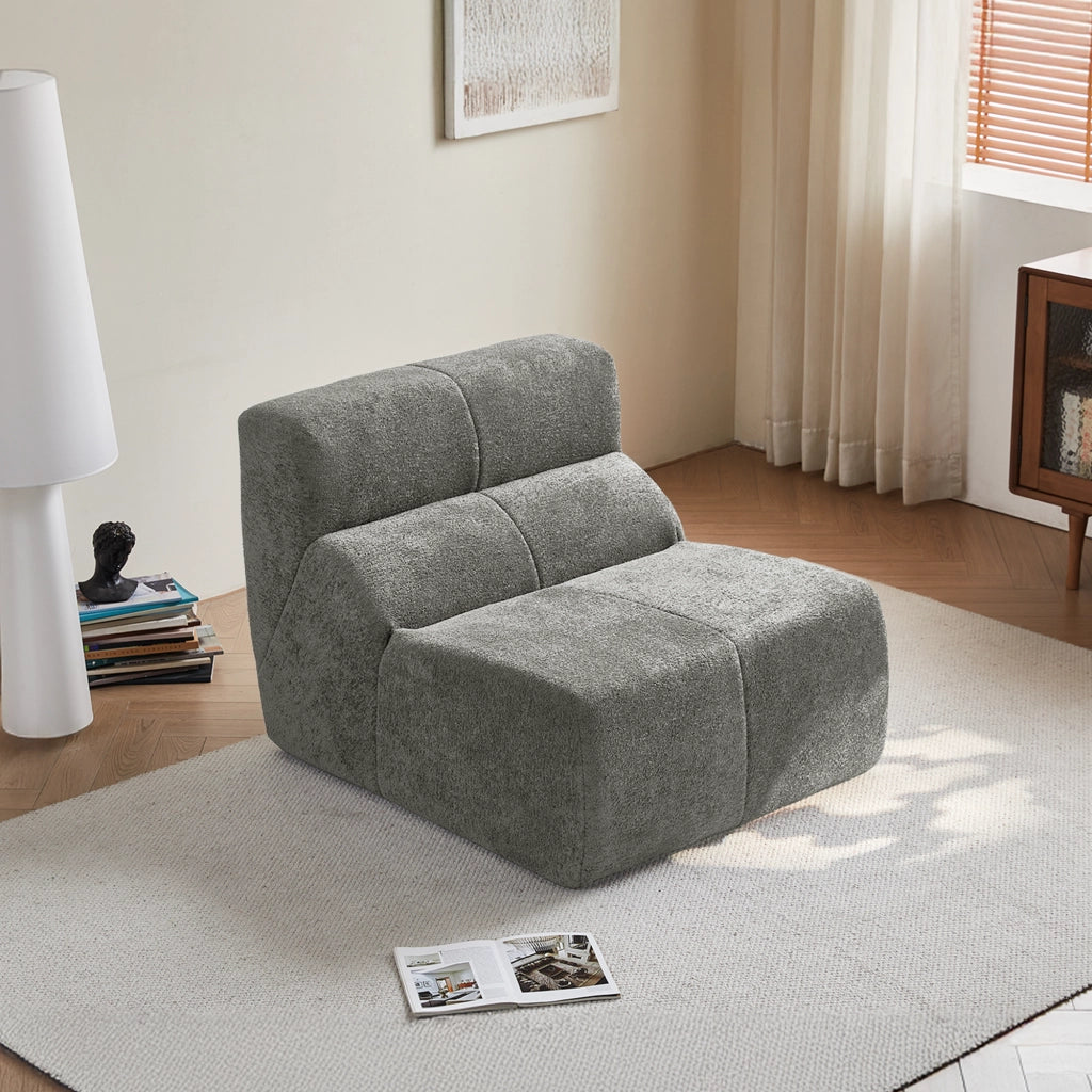 Poltrona con design ergonomico e seduta in schiuma ad alta densita in velluto - grigio chiaro - 94×110×79 cm
