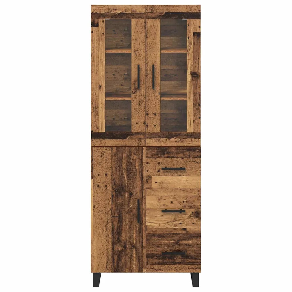 Credenza 2 pcs Legno vecchio Legno Stratificato e Vetro 3415681
