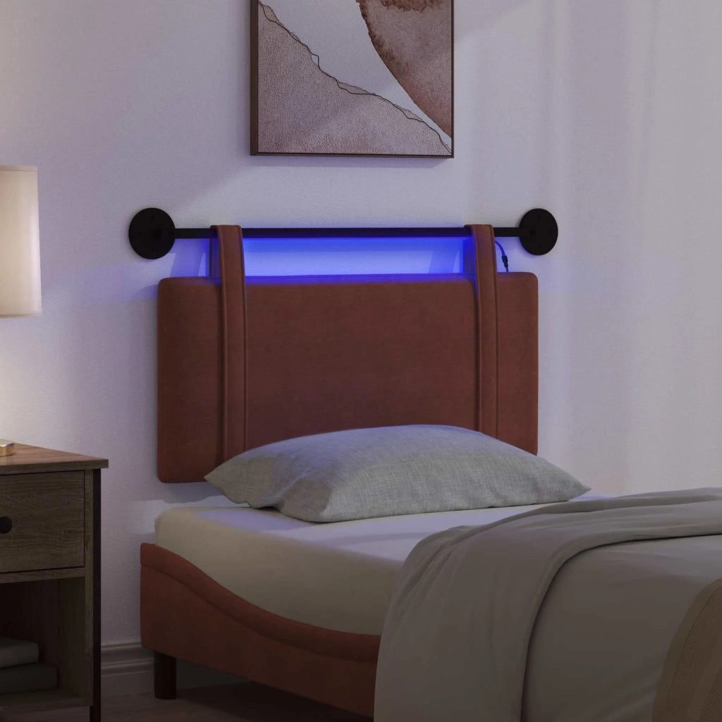 Testiera sospesa Con luce LED Marrone Lucido PU Antico 3423832