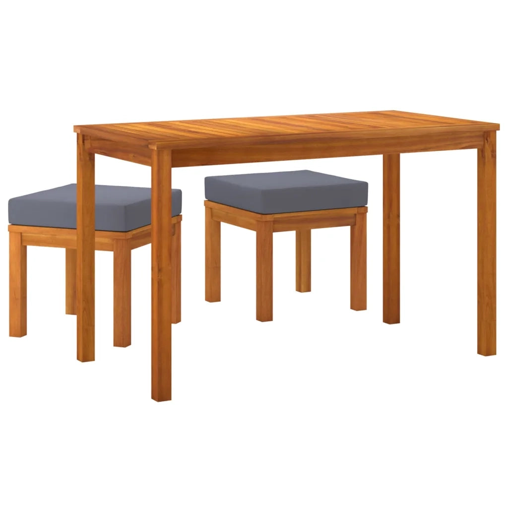 Set da Pranzo da Giardino 3pz con Cuscini Legno Massello Acacia 319722