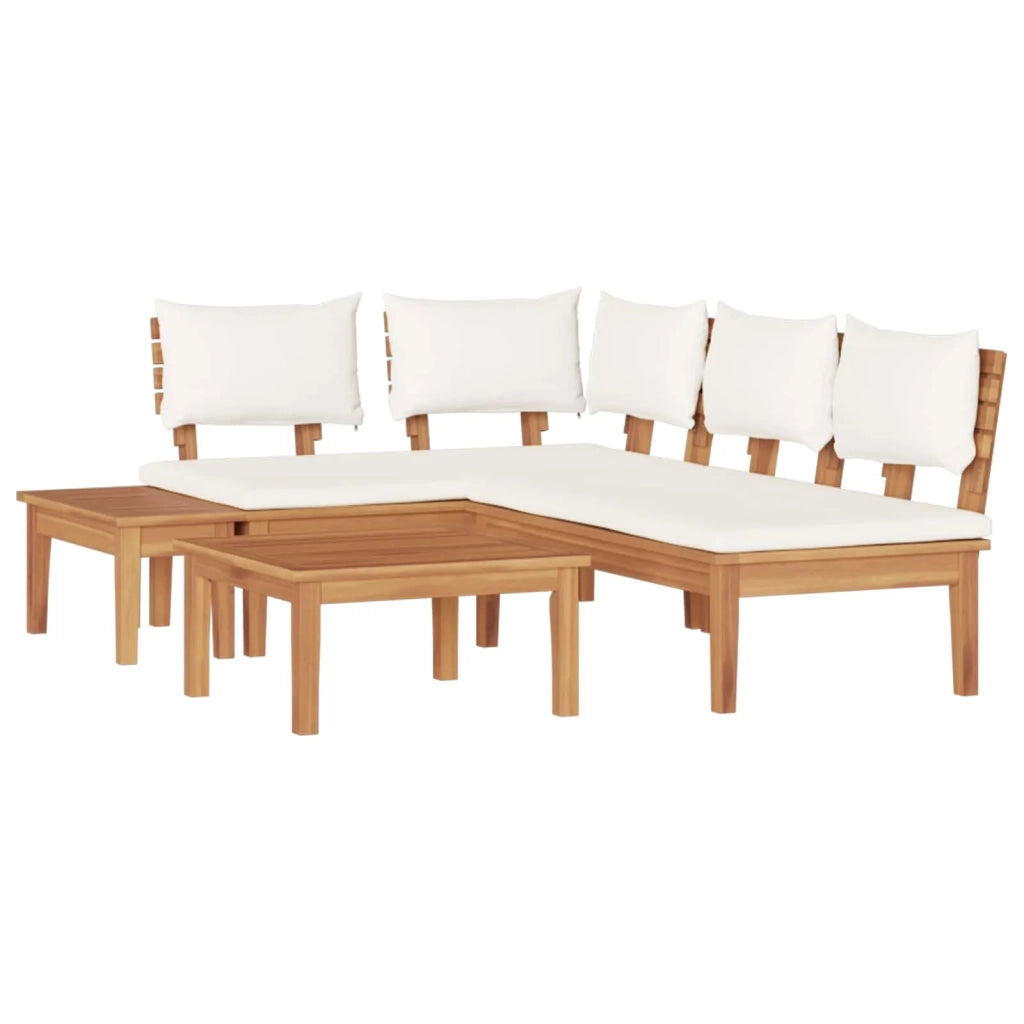 Set Divano da Giardino 4 pcs Marrone e Crema