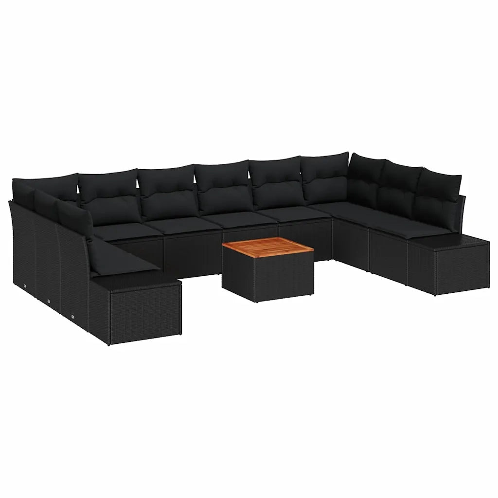 Set Divano da Giardino con archiviazione 11 pcs Nero 3356679