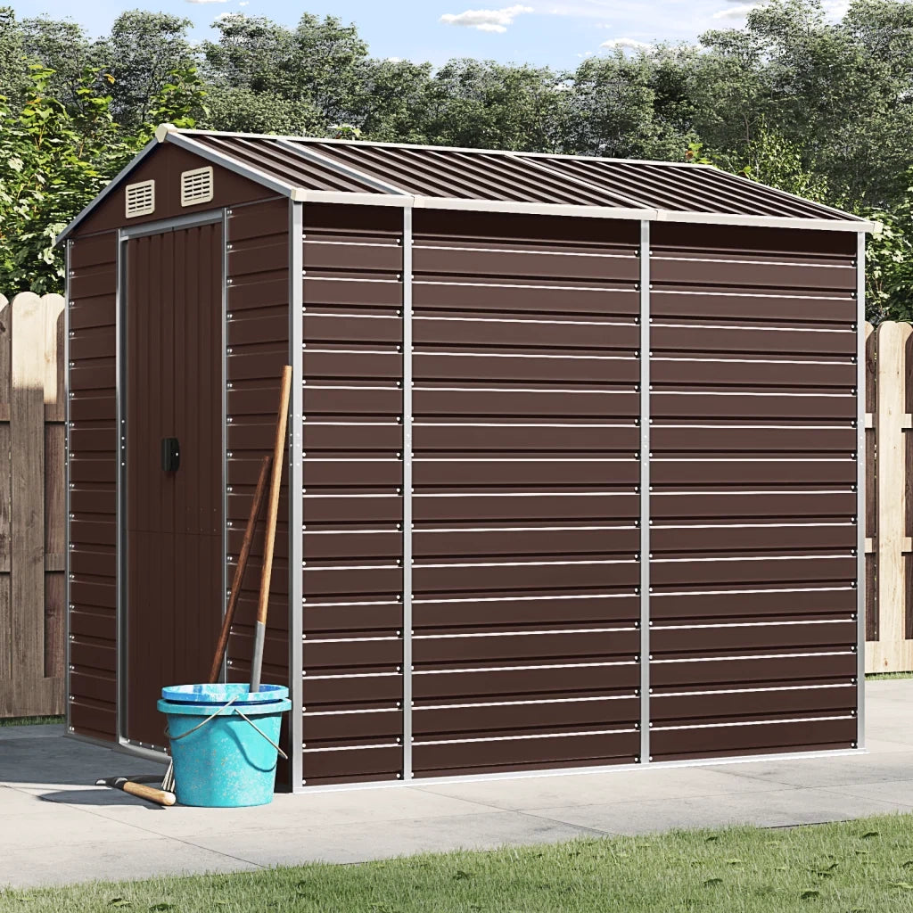 Casetta da giardino marrone 191x215x198 cm in acciaio zincato 3188265