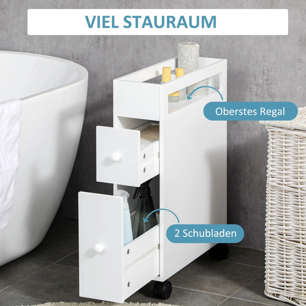 Mobile Bagno Sottolavabo con Cassetti e Ruote ¨C Minimal ¨C Bianco 16x49.5x66 cm