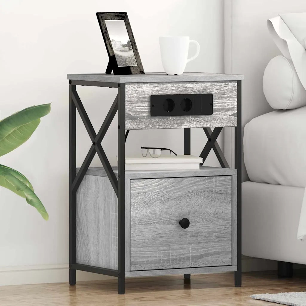 Set di 2 Comodini | Armadio da Notte | Mobiletto da notte Grigio Sonoma 40 x 31 x 60 cm