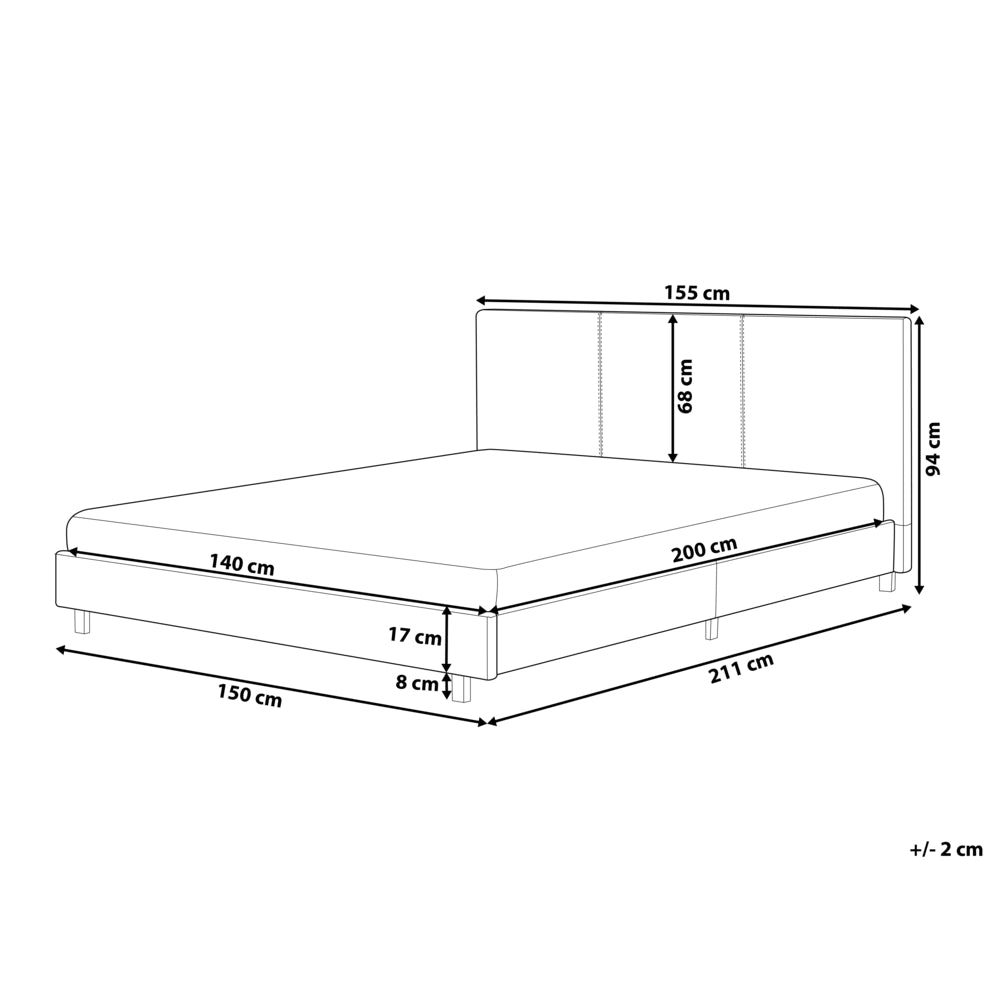 Letto matrimoniale imbottito bouclé marrone 140 x 200 cm con rete e testata