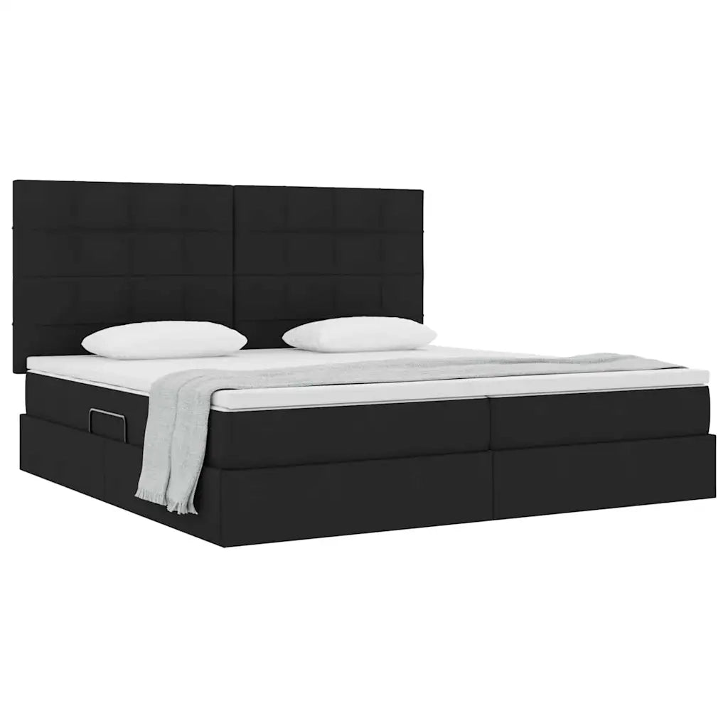 Letto con contenitore e materasso Nero 200 x 200 cm Poliestere