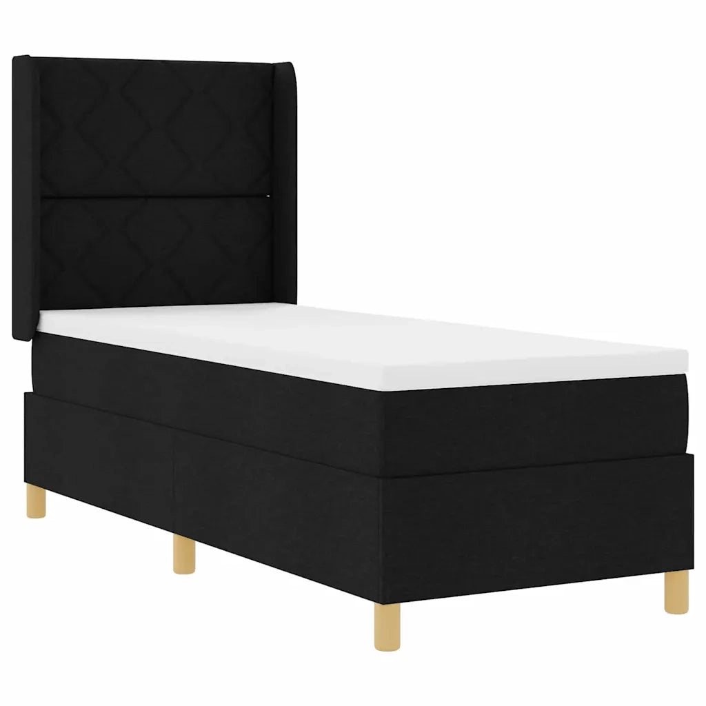 Letto a molle con materasso Nero 140 x 200 cm Tessuto