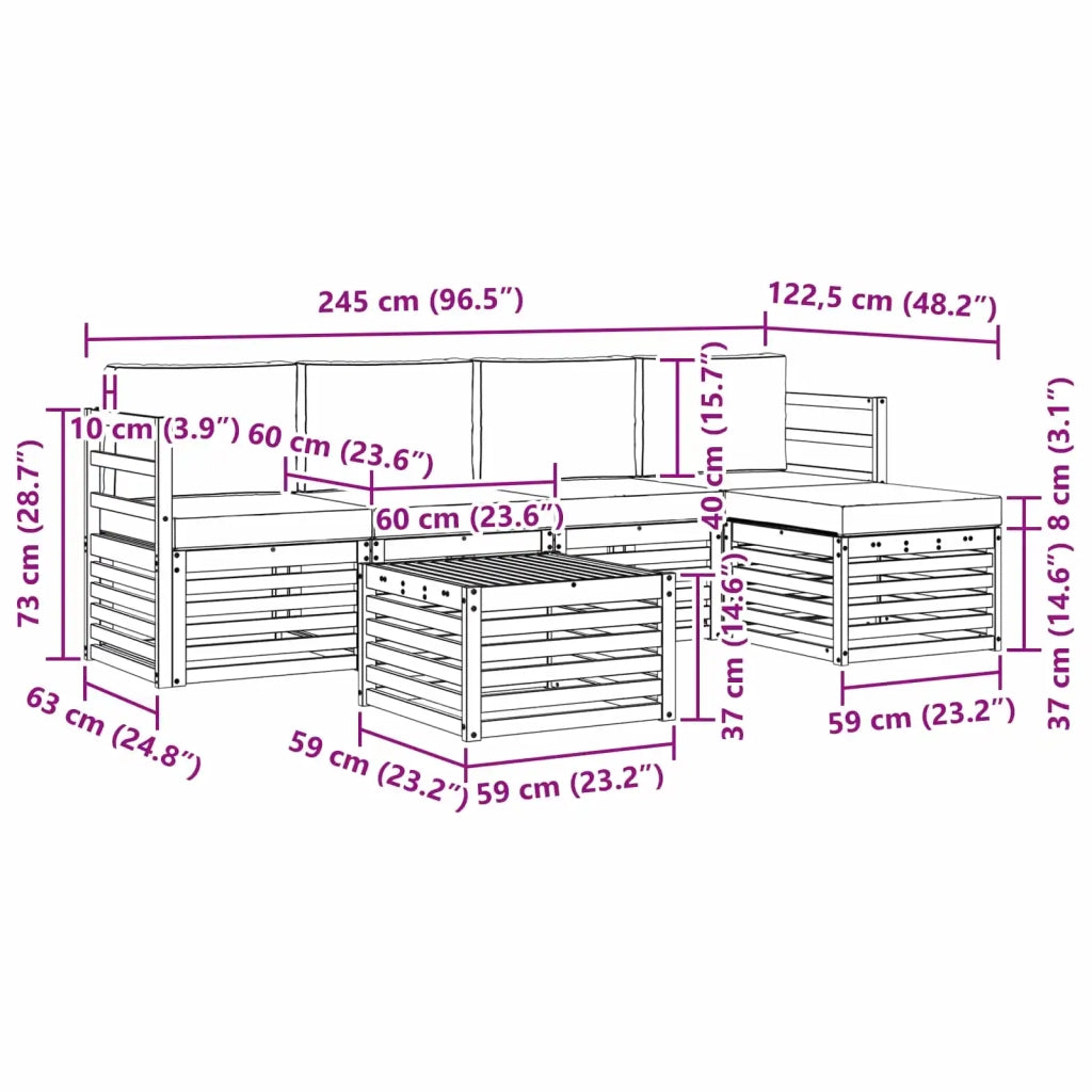Set di divani da esterno 6 pcs Bianco e Antracite 3391697