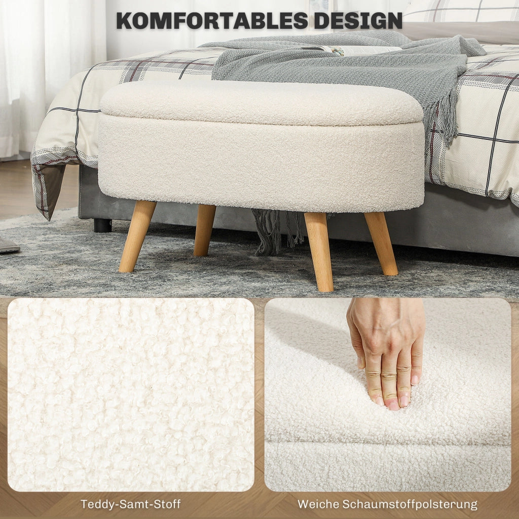 Divano con cassetti ¨C Minimal ¨C Tessuto bianco 90x40x45