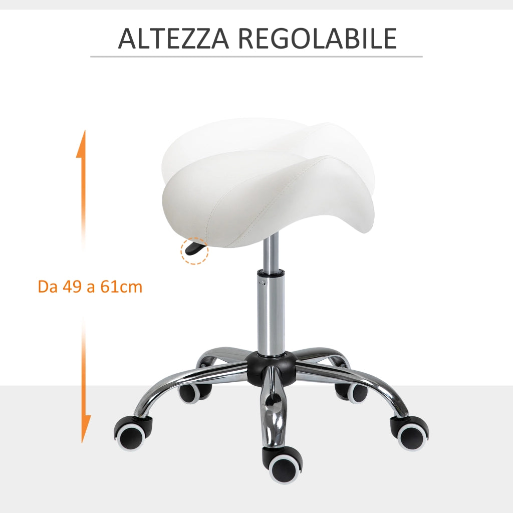 Sgabello Professionale con Ruote ¨C Xylo ¨C Altezza Regolabile 49-61cm Beige